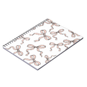 Caderno Espiral Laços de Fita Rosa Tendência Fofa Contornados em P