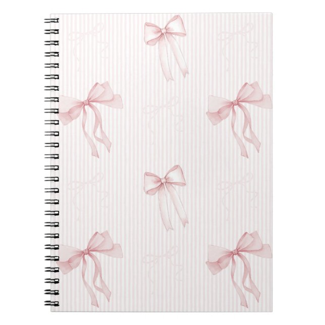 Caderno Espiral Laços de Listras Rosa (Frente)