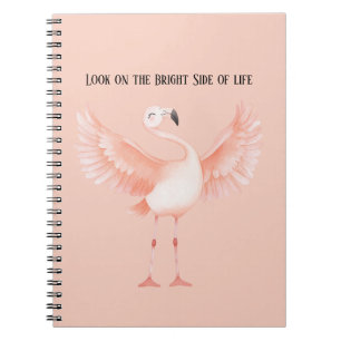 Caderno Espiral Lado Brilhante da Vida Flamingo Rosa