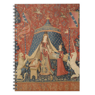 Caderno Espiral Lady E A Idade Média do Unicórnio Vintage Tapeçari