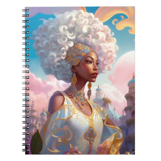 Caderno Espiral Lady In Surreal World African American Art (Frente)