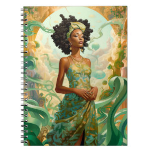 Caderno Espiral Lady In Surreal World African American Art