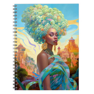 Caderno Espiral Lady In Surreal World African American Art