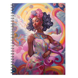 Caderno Espiral Lady In Surreal World African Art Pink