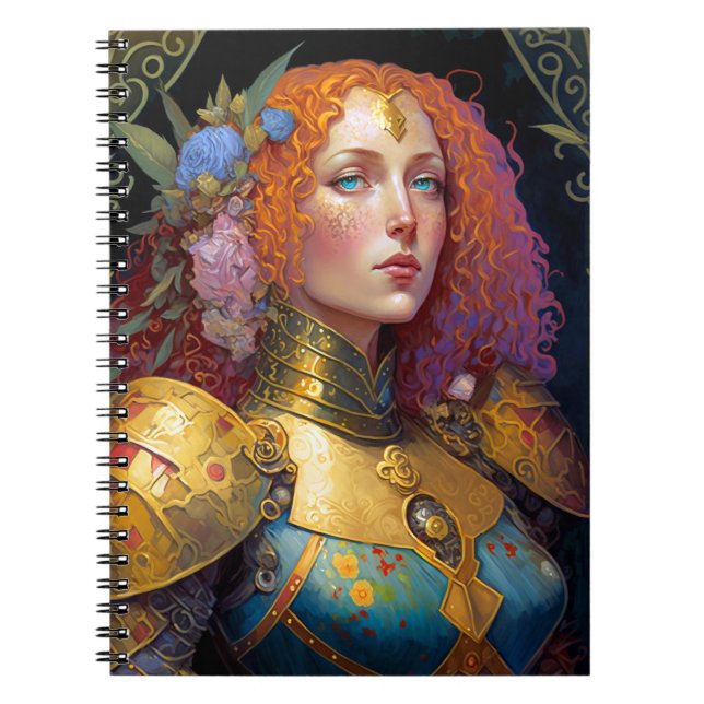 Caderno Espiral Lady Knight Warrior Armor Fantasy Art (Frente)