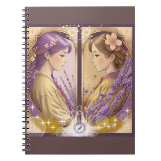 Caderno Espiral Lady Lavender Gold & Lady Sakura Gold Stationery