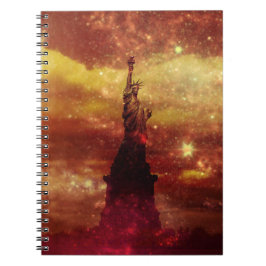 Caderno Espiral Lady Liberty - estrelas vermelhas e amarelas