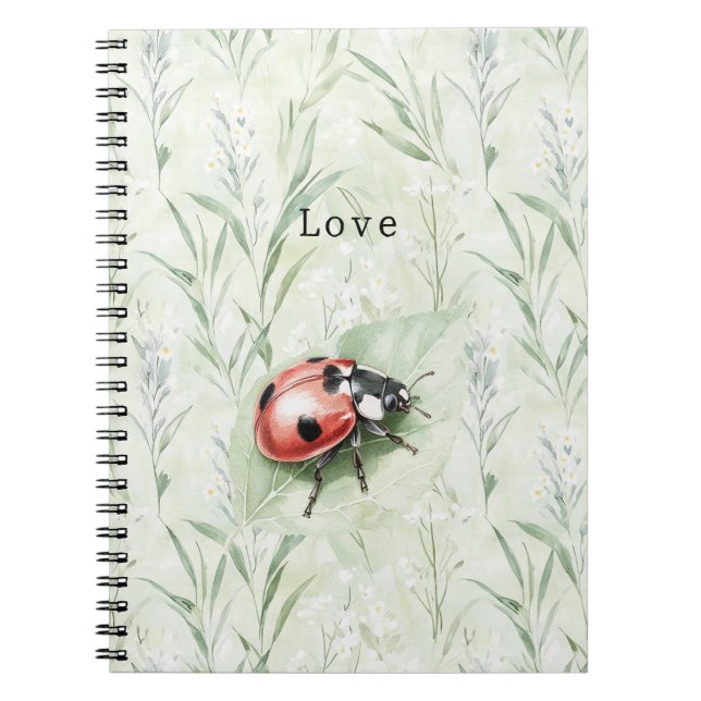 Caderno Espiral Ladybug on Leaf Love (Frente)