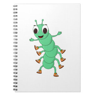 Caderno Espiral Lagarta Verde
