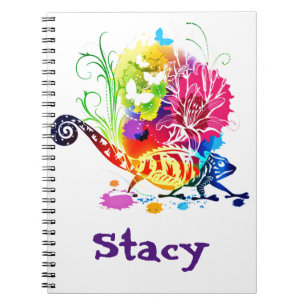 Caderno Espiral Lagarto floral colorido