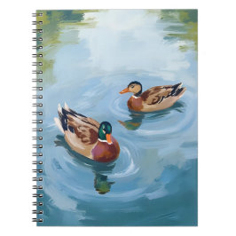 Caderno Espiral Lago de Patos Pintado com Aquarela