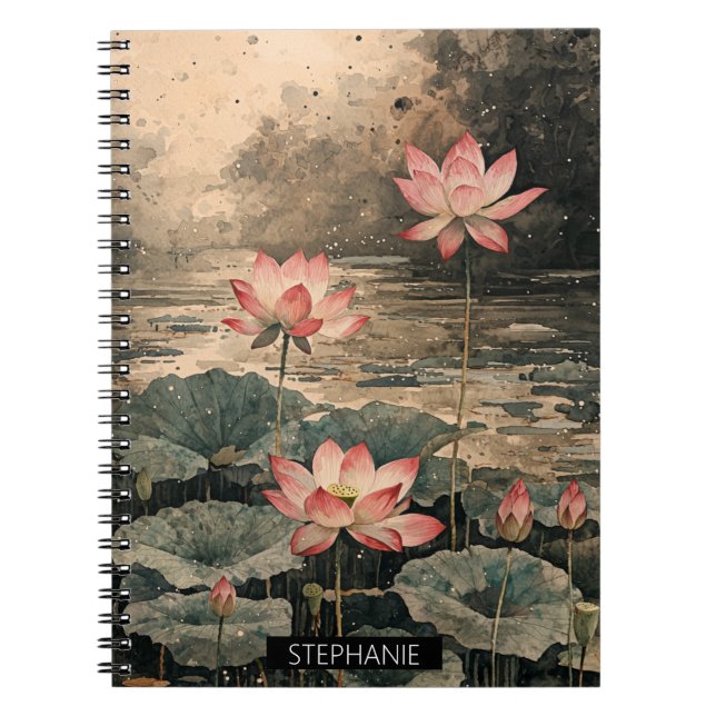 Caderno Espiral Lago Lotus ao Luar (3) (Frente)