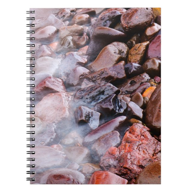 Caderno Espiral Lago Superior Beach Stones Sob Água (Frente)
