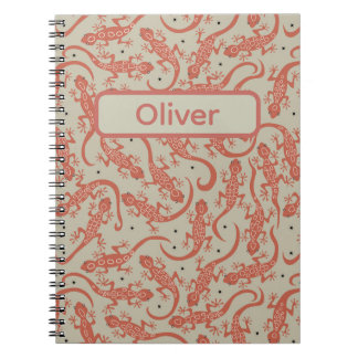 Caderno Espiral Lagracioso Lagarto Gecko & Nome Personalizado em T