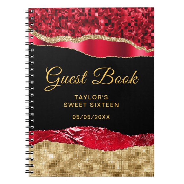 Caderno Espiral Lágrimas de Glam Vermelhas e Douradas Que Doce Dez (Frente)