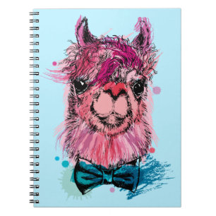 Caderno Espiral Lama cor-de-rosa bonito