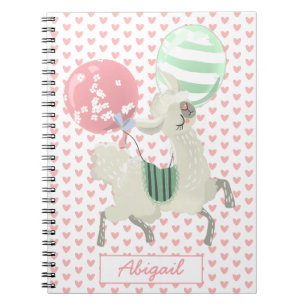 Caderno Espiral Lama de dança bonita w. Balões - Notebook infantil