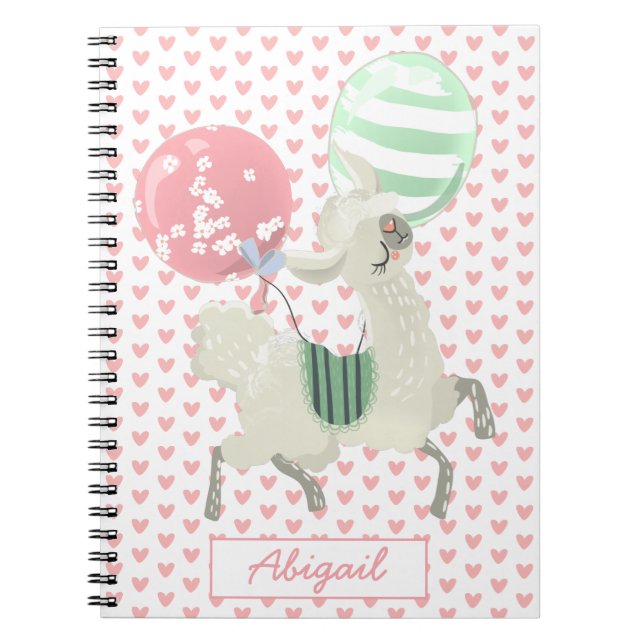 Caderno Espiral Lama de dança bonita w. Balões - Notebook infantil (Frente)
