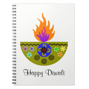 Caderno Espiral Lâmpada colorida Diya de Diwali
