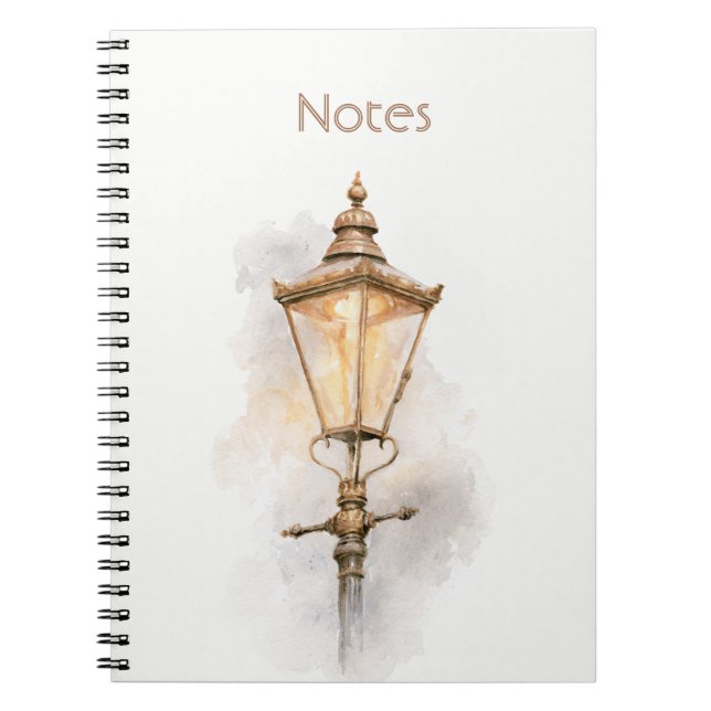 Caderno Espiral Lâmpada de Rua Bege Marrom Creme (Frente)