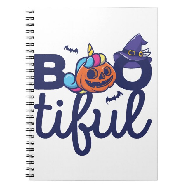 Caderno Espiral Lanterna Bootiful Halloween Engraçado Unicorn Pump (Frente)