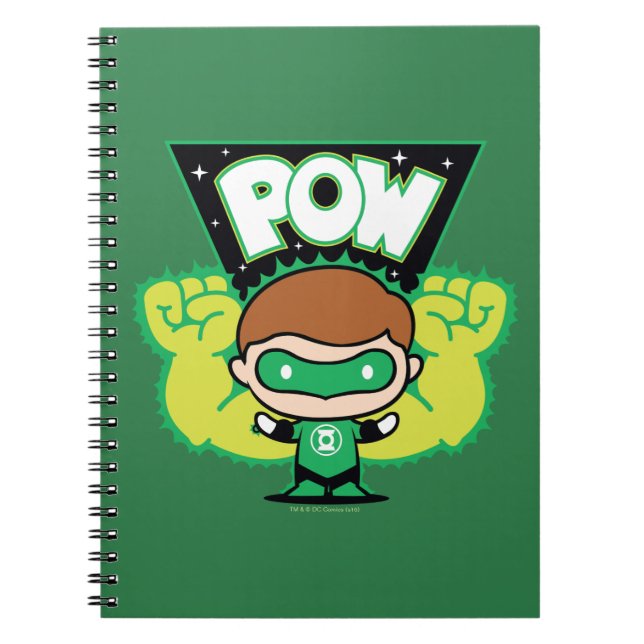 Caderno Espiral Lanterna Verde Chibi Formando Punhos Gigantes (Frente)