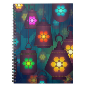 Caderno Espiral Lanternas árabes do Médio Oriente design