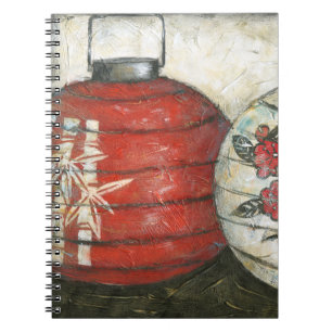 Caderno Espiral Lanternas de Ano Novo Chinesas com Impressão Flor