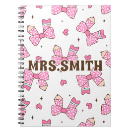 Caderno Espiral Lápis com Laço Coquette Nome Personalizado