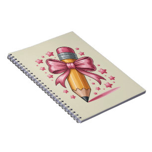 Caderno Espiral Lápis Coquete Laço Agradecimento Professores Escol