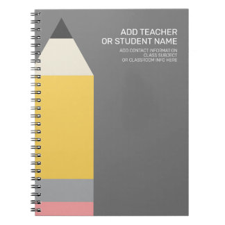 Caderno Espiral Lápis Moderno com Professor e Assunto de Sala de A
