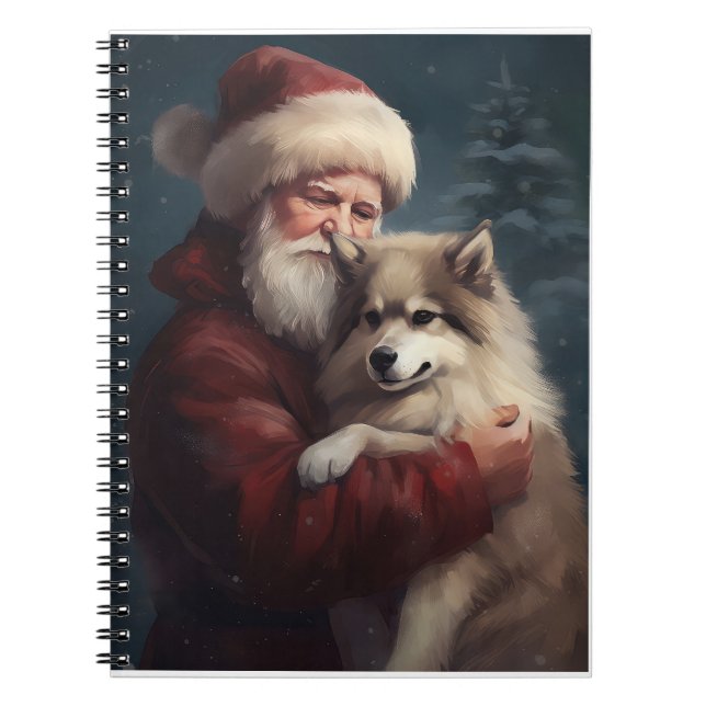 Caderno Espiral Lapphund Santa Claus Festivo (Frente)