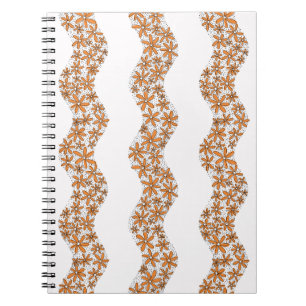 Caderno Espiral Laranja de Flor Cinzento