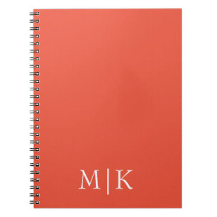 Caderno Espiral Laranja e Branco   Monograma Moderno