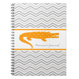Caderno Espiral Laranja Gator no notebook personalizado Chevron
