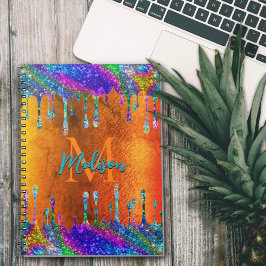Caderno Espiral Laranja iridescente e acinzentada Diminui monogram
