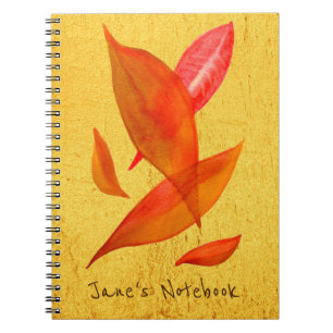 Caderno Espiral Laranja Outono Queda Folha sazonal