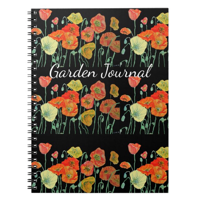 Caderno Espiral Laranja Papoula Papoulas Jardim Floral Diário Livr (Frente)