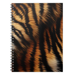 Caderno Espiral Laranja Preto Tigre Impressão Animal