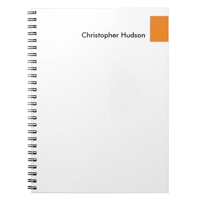 Caderno Espiral Laranja Profissional Branco Simples Plano Criativo (Frente)