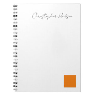 Caderno Espiral Laranja Profissional Branco Simples Plano Criativo
