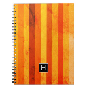 Caderno Espiral Laranja Vermelho Laranja Quente Monograma
