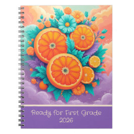 Caderno Espiral Laranjas coloridas para a 1ª série 2026