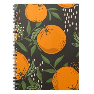 Caderno Espiral Laranjas desenhadas à mão, fundo de colheita color