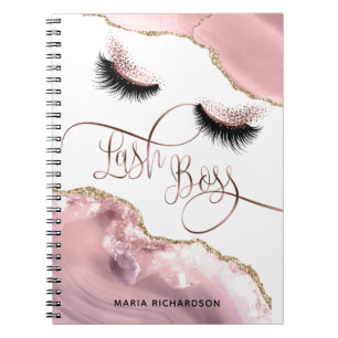 Caderno Espiral Lash Boss Makeup Olhos-da-sobrancelha Lashes Rosa-