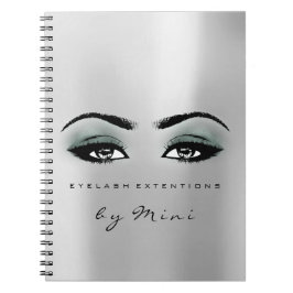 Caderno Espiral Lashes Extension Eyes Makeup Artist Cinza Teal
