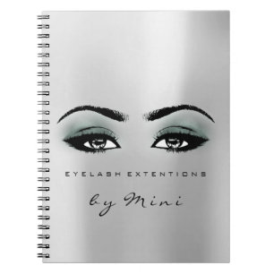 Caderno Espiral Lashes Extension Eyes Makeup Artist Cinza Teal