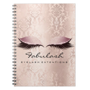 Caderno Espiral Lashes Extension Eyes Makeup Artist Damask Pink