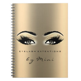 Caderno Espiral Lashes Extension Eyes Makeup Artist Dourado Sepia