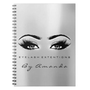 Caderno Espiral Lashes Extension Eyes Makeup Artista Cinza Prata